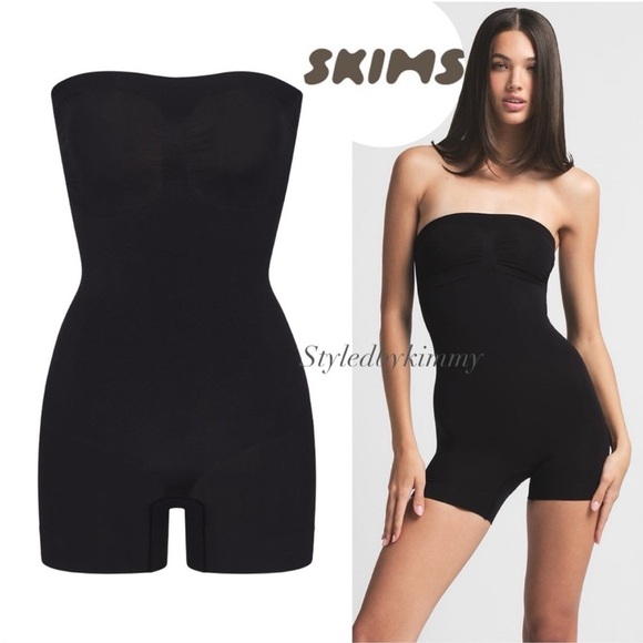SKIMS STRAPLESS SHORTIE BODYSUIT Onyx S Small New - Picture 1 of 6